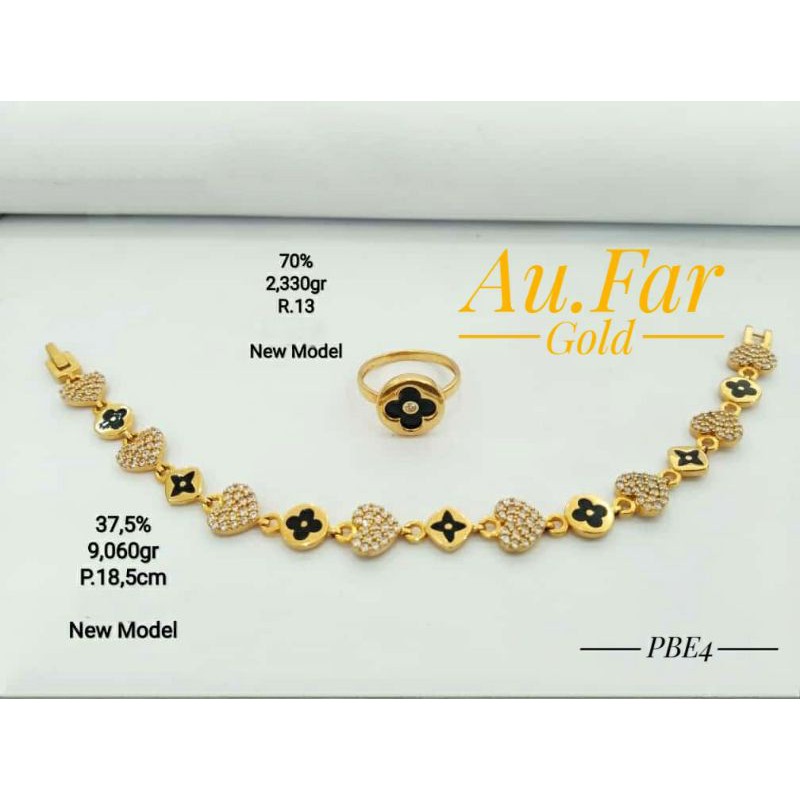 Fashion Aksesoris Wanita Perhiasan Gelang Emas kadar 375 dan Cincin Emas Kadar 700