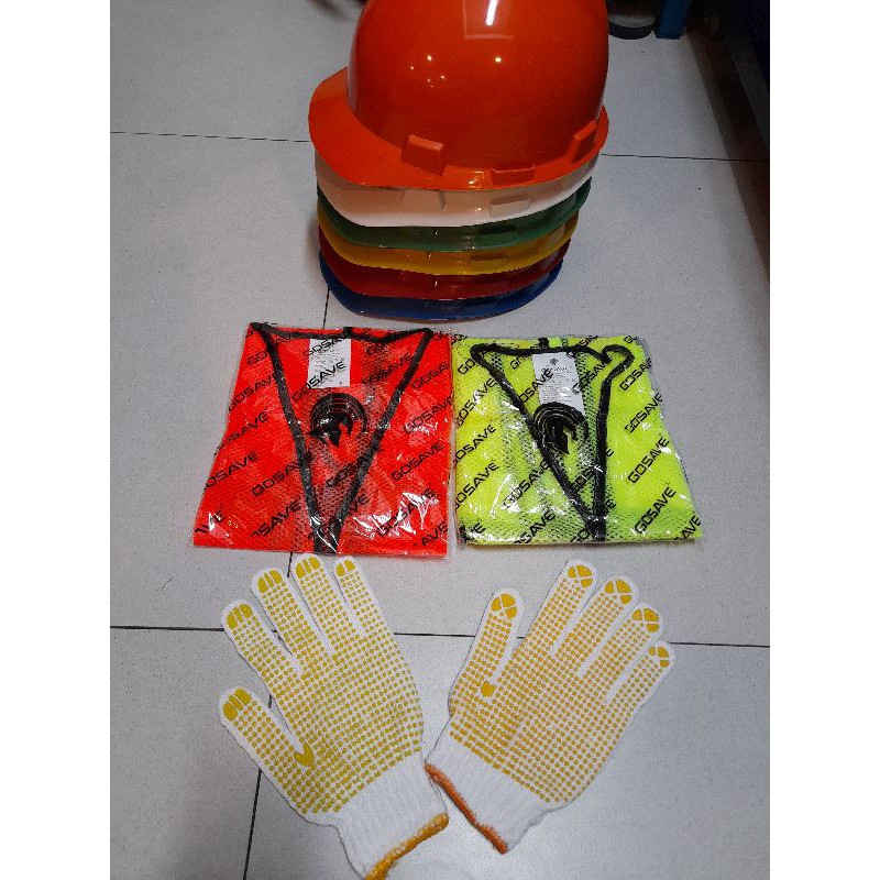 Safety Set / Paket Rompi jaing X + Helm Safety + Sarung tangan (/psg)