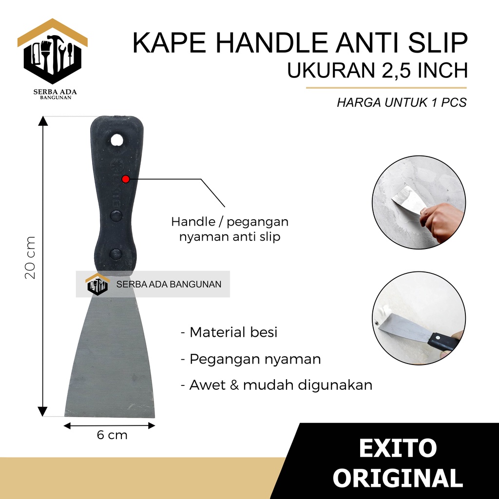 Kape Kerok Stainless Gagang Fiber Kuat Scrap - Weldom Kape Exito/ Scraper Gagang Karet / PVC Berkualitas