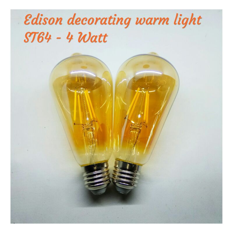 Bola lampu kuning dekorasi Edison ST64 /4w f.27