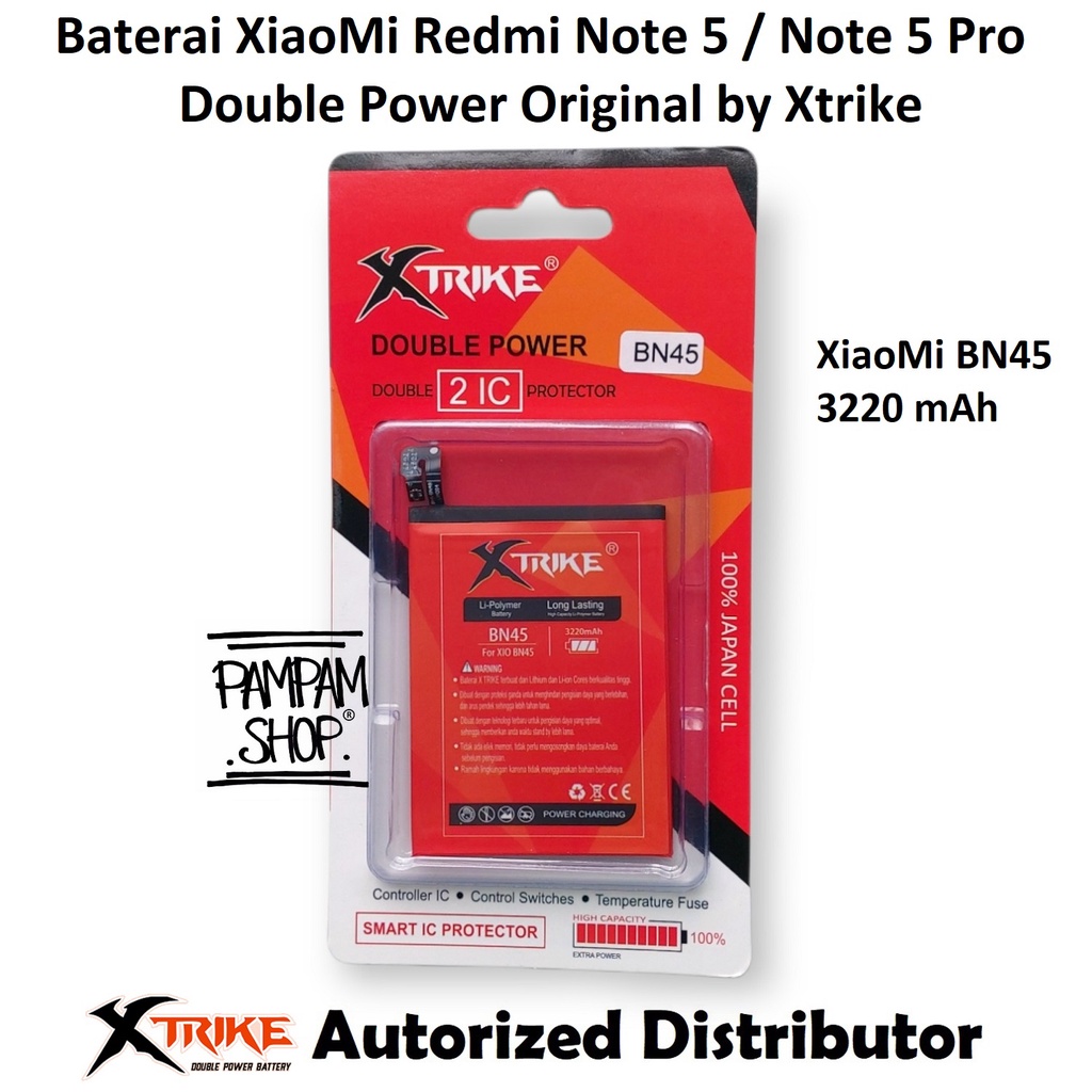 Baterai XTRIKE Double Power Original XiaoMi Redmi Note 5 Note 5 Pro BN45 Batre Batrai Dual Battery