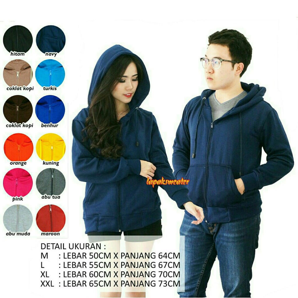 JAKETPOLOS HOODIE ZIPPER SIZE M-XXL (PRIA & WANITA)