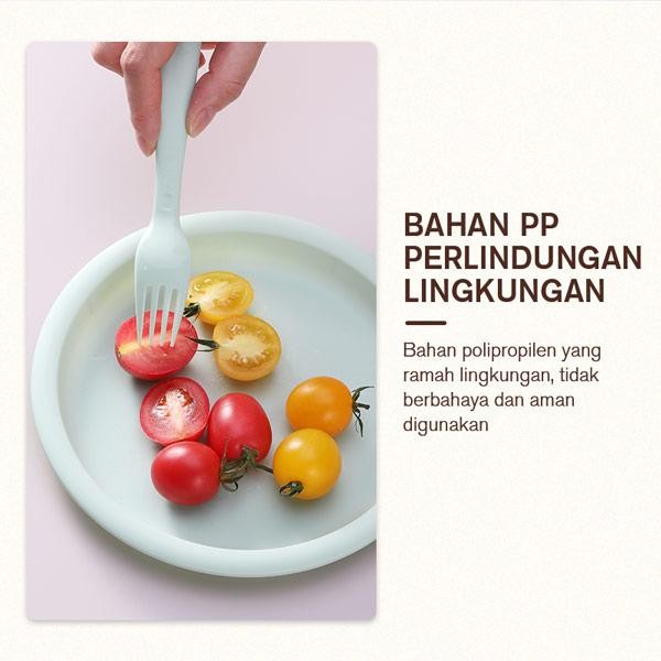 Samono Alat Makan 6 Pcs Set Sendok Garpu Pisau Plastik Murah 6pcs set BPA FREE Reuseable Samono STW04T