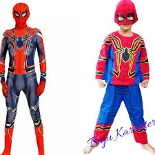 setelan baju anak spiderman iron gratis topeng kain / baju kostum anak spiderman gratis topeng kain iron spider terbaru bisa cod gratis ongkir termurah seindonesia