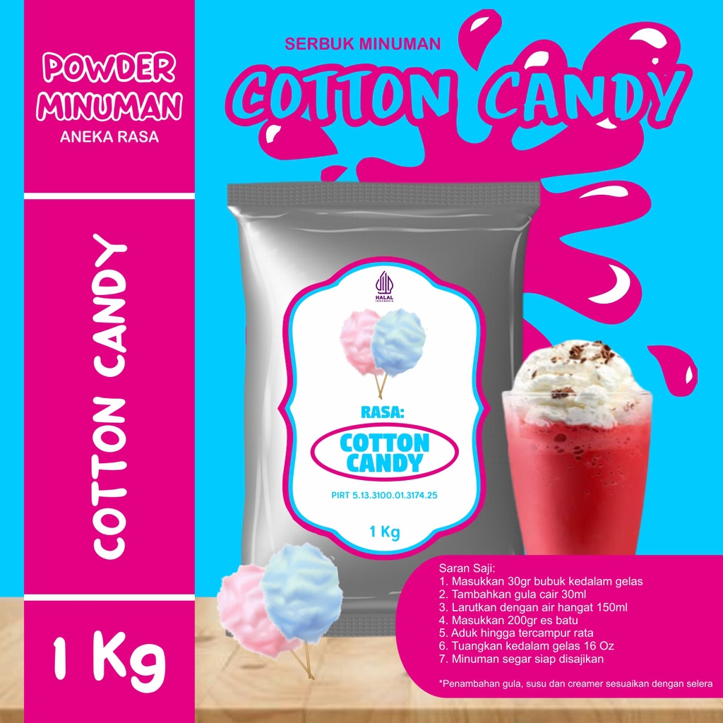 

Bubuk Serbuk Minuman 1kg Rasa Kembang Gula Bubuk Minuman Kekinian Standar Instan Drink Cotton Candy Flavor Powder Boba Drink