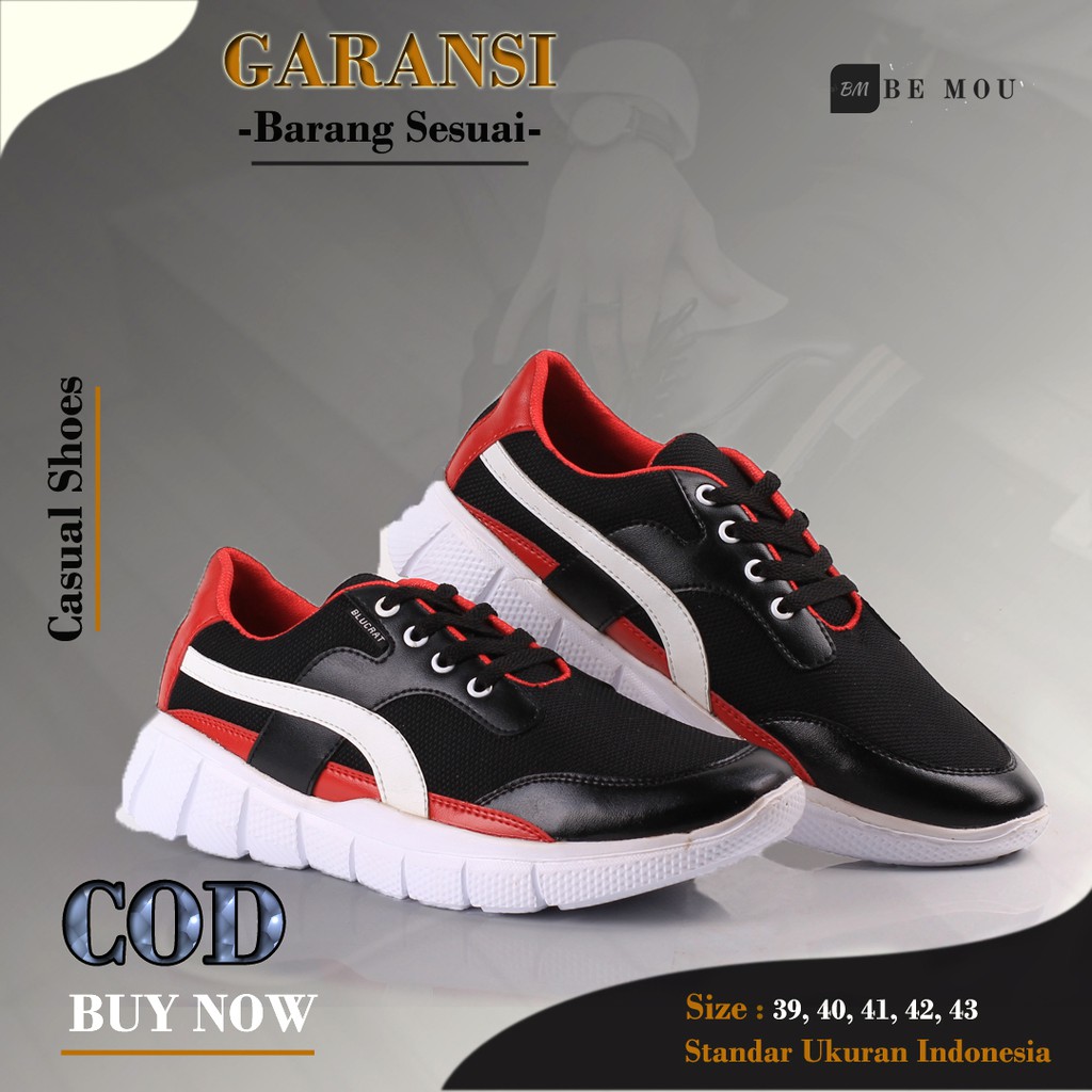 HT Sepatu Sneakers Pria Casual Kulit Sintetis Sepatu Fashion Pria Cowok Sport Terbaru Premium