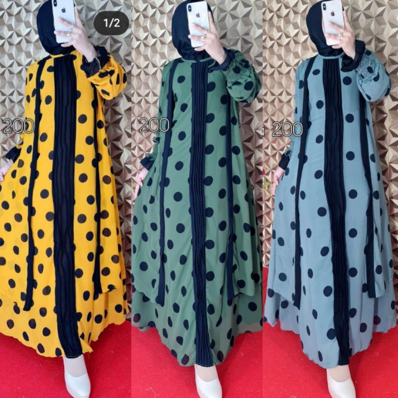 GAMIS SABYAN AMANDA BOUTIQUE CERUTY BABYDOLL LIPIT /GAMIS LEBARAN/GAMIS ORI/GAMIS TERBARU