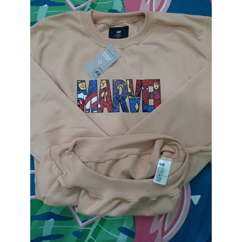 CREWNECK PRIA/WANITA H&amp;M NEW YORK, BILLIE EILISH, MARVEL, STITCH YELLOW FULL TAG H&amp;M