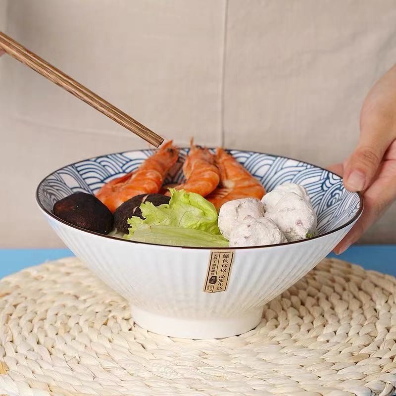 Mangkok Ramen Mangkok Keramik Jepang Seri Yamada Mangkok Ramen Keramik 20cm