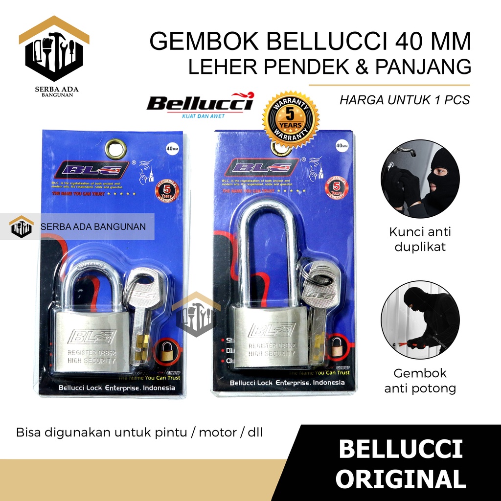 Gembok Putih Bellucci Anti Rust Anti Maling Anti Cut