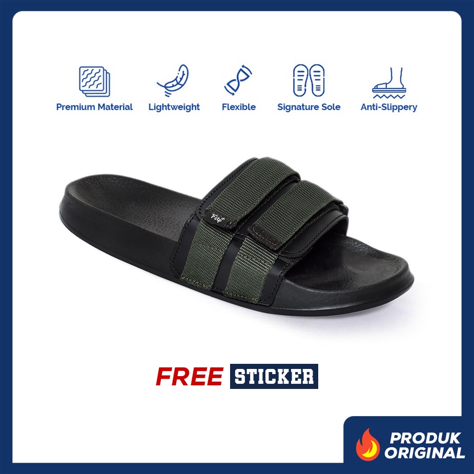 MONO ARMY ORIGINAL x FOOTSTEP Sandal Casual Hitam Pria Sendal Slide Jalan Santai Harian Slippers Hangout Main Kondangan Lebaran Slop Selop Karet Premium Slip On Remaja Dewasa Flip Flop Kerja Formal Sport Fashion Men Footwear Keren Terbaru Kekinian Branded