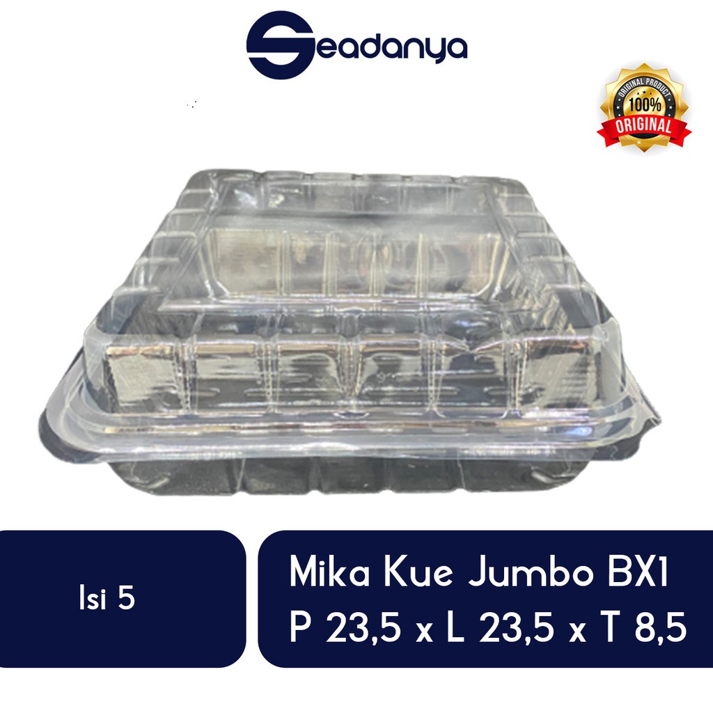 

Mika Kue Basah BX1 (ISI 5)-P:23,5/L:23,5/T:8,5 -Mica Untuk Cake,Lemper,Pastel,Donat,Roti Kukus,Hajat