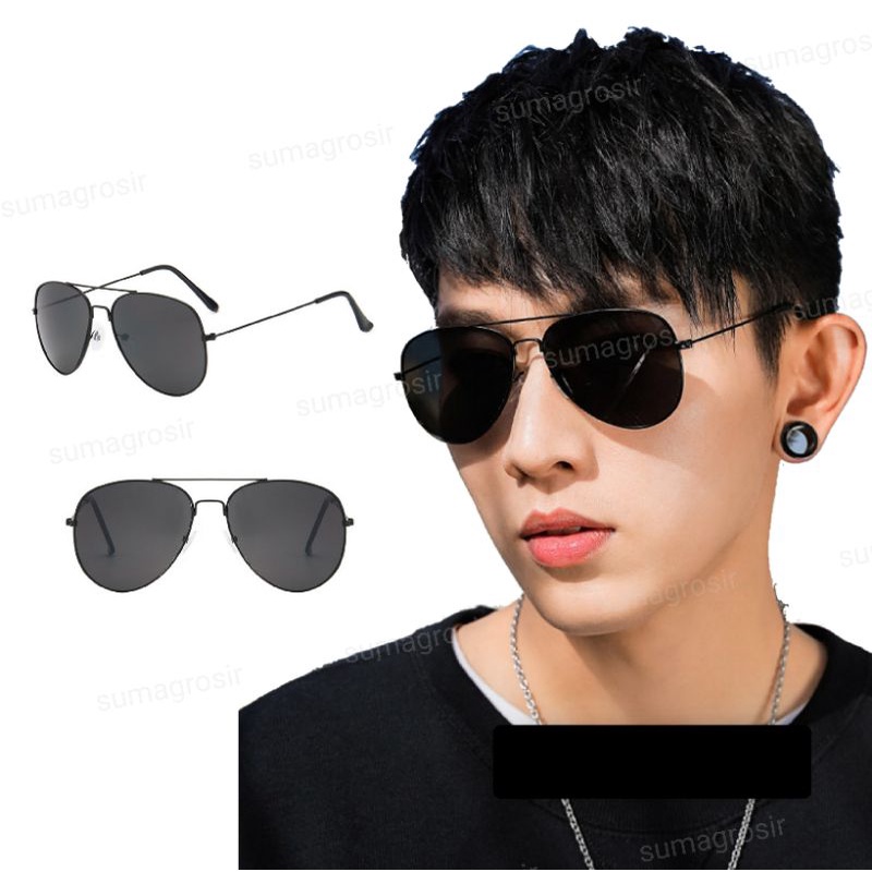 Kacamata Hitam Aviator Sunglasses Pilot Pria Wanita Anti Radiasi UV Blueray Model Gaya Fashion Korea