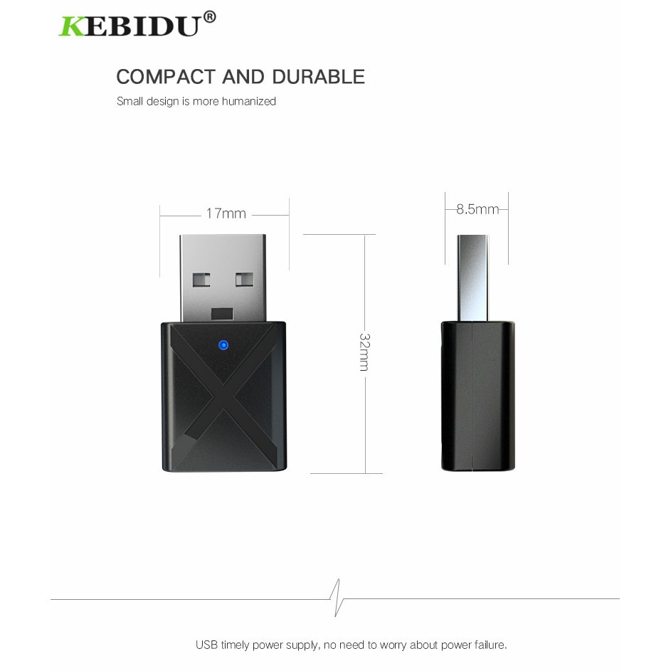 KEBIDU 2 in 1 USB Dongle HiFi Audio Bluetooth Transmitter &amp; Receiver Bluetooth V5.0