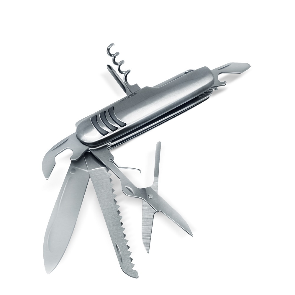 KNIFEZER Pisau Swiss Army Pocket Knife EDC Multifungsi 11 in 1 Stainless Steel - A3011 gray