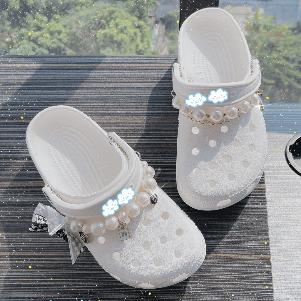 aksesoris wanita sendal crocs wanita aksesoris crocs chain Rantai Bowknot crocs jibbitz【sepatu tidak termasuk】