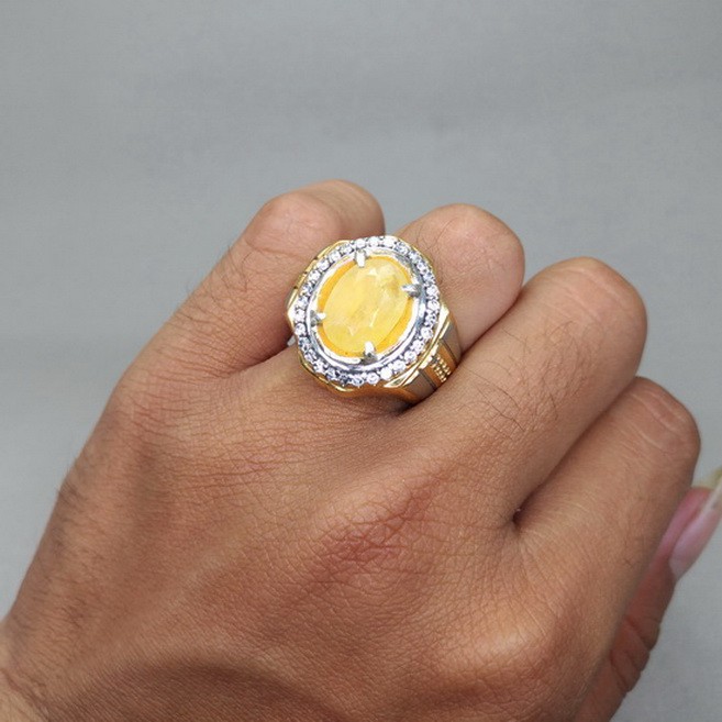 Batu Cincin Asli Yakut Yellow Safir Akik Kuning Emas Natural Bergaransi