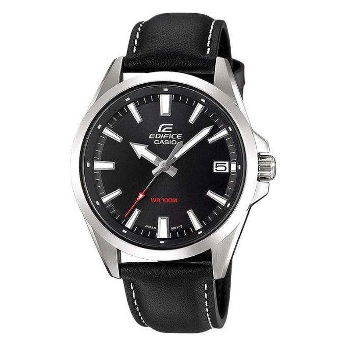 Casio Edifice EFV-100L-1AVUDF Men Black Dial Black Leather Strap Termurah