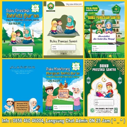 

Buku Prestasi Santri / Buku Raport / Buku Materi Hafalan / Buku Penghubung / Custom
