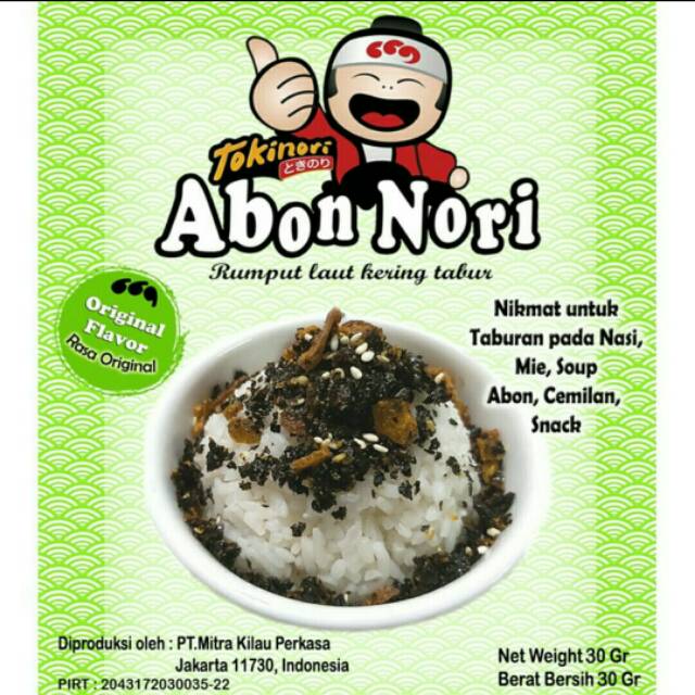 

A BON NORI ORIGINAL 30 GR MERK TOKINORI - ABON RUMPUT LAUT ORIGINAL ZIPLOCK