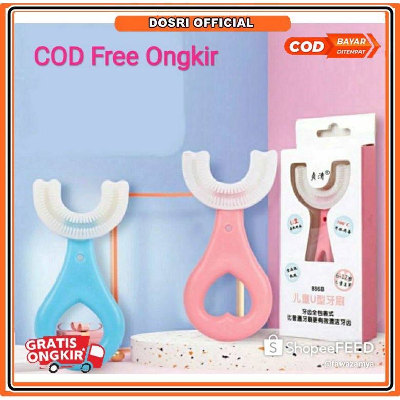 [BISA COD] 1 PCS Sikat Gigi Bentuk U Silikon Anak Kualitas Bagus Karakter Beruang Kelinci Sangat Lembut