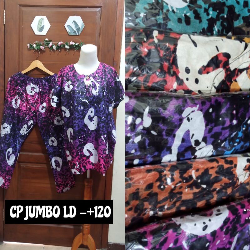 Daster CP Jumbo One Set Big Size LD 120 Baju Tidur Celana Panjang