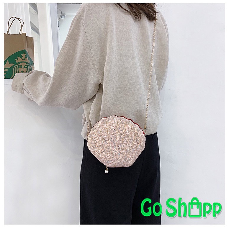 Tas Selempang Model Kerang Bling Bling - Tas Fashion Wanita Import - Tas Model Kerang Lucu [SL18]