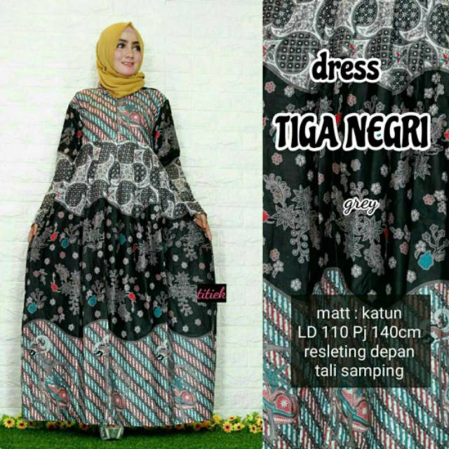 GROSIR BATIK DRESS TIGA NEGRI JUMBO LD120