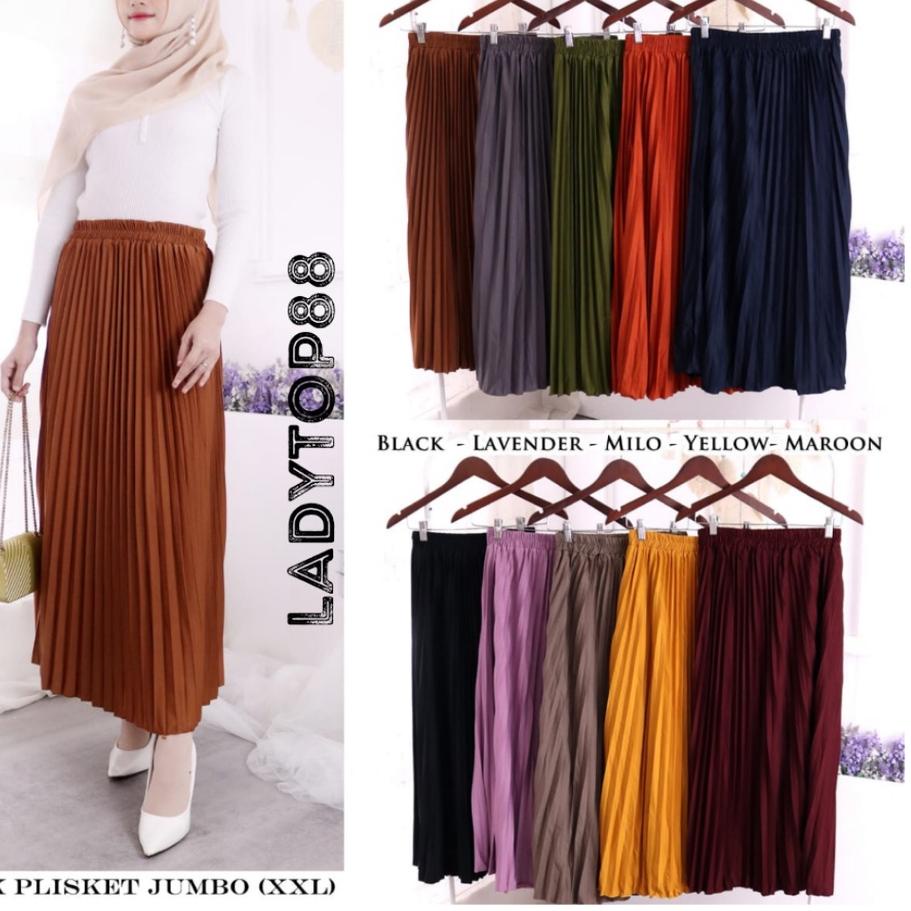 ROK PLISKET JUMBO BIGSIZE XXL / ROK PLISKET PREMIUM UKURAN JUMBO XXL