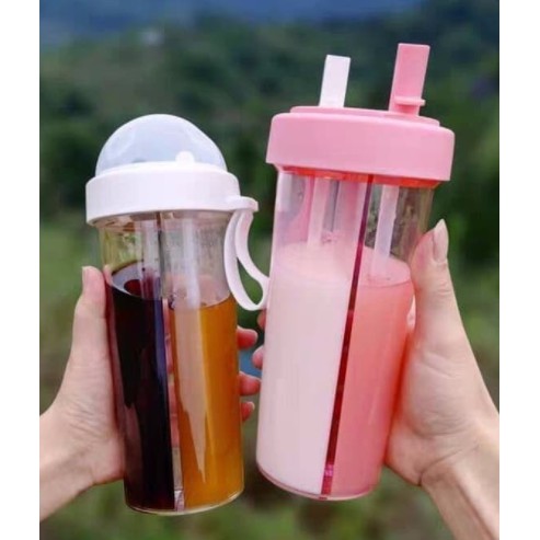 [MH] Botol Minum Duet Couple 450ml Plastik Kaca