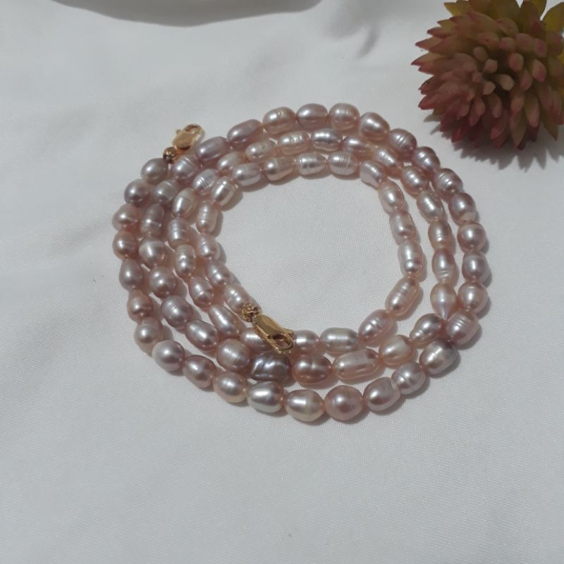 Kalung Masker Mutiara Asli  / Konektor Mutiara Air Tawar / Kalung Masker Mutiara Lombok