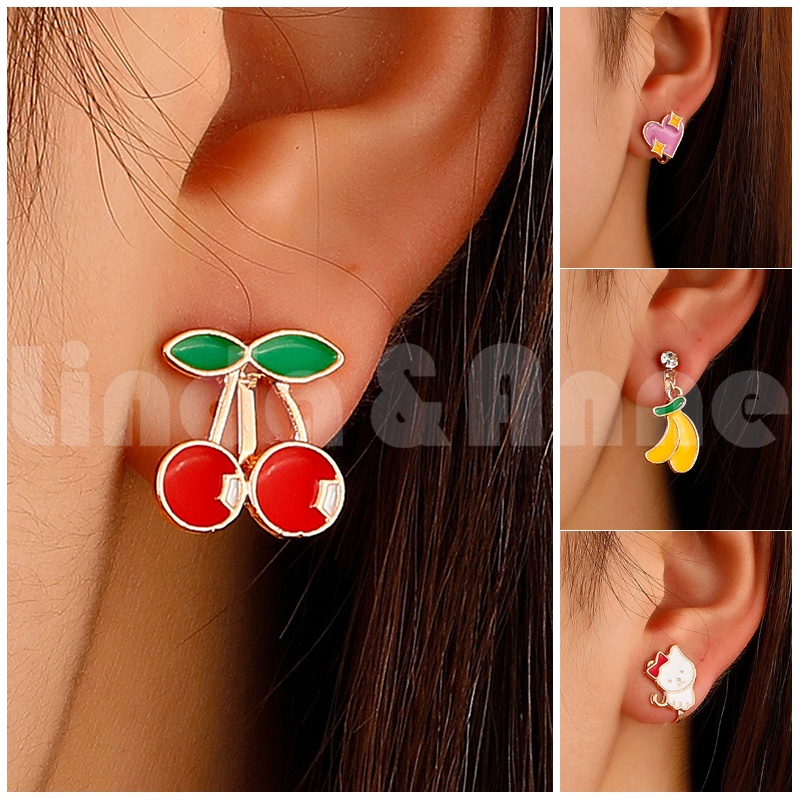 Anting Tusuk Wanita Lucu Korean Style Varian Model Import - Anting Tusuk Buah