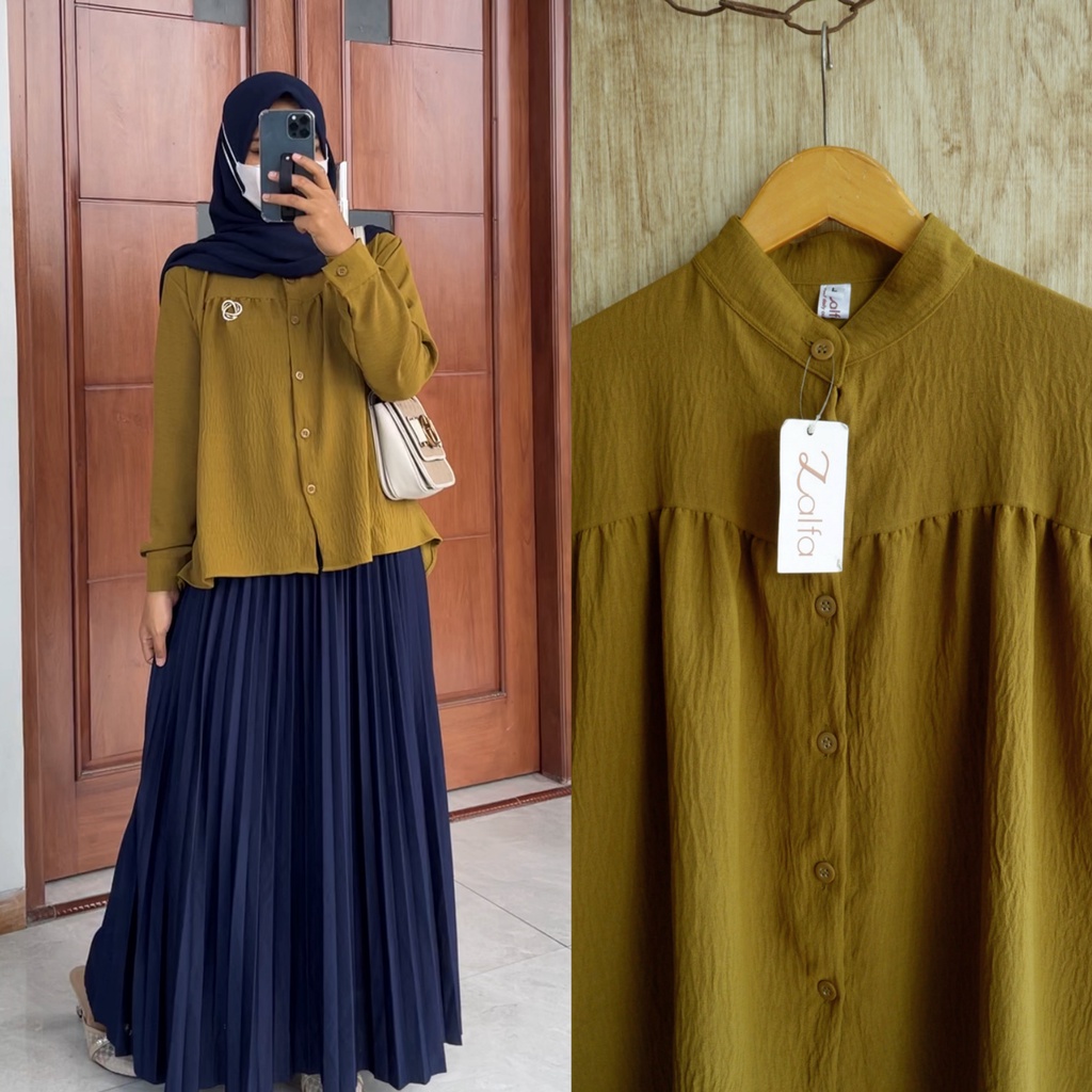 RANIA blouse by ZALFA OUTFIT / Blouse crincle / kemeja rayon / kemeja polos