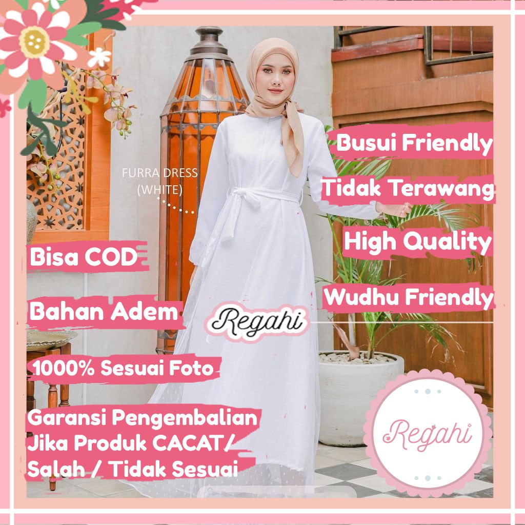 Dress putih Gamis warna putih Gamis syari asdf Maxi dress white Gamis putih polos Fura