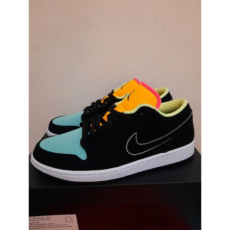 Air Jordan 1 Low Black Aurora Green Laser Orange