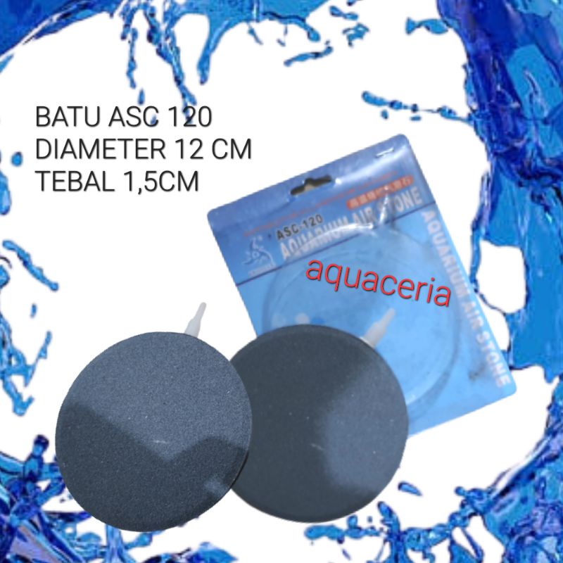 Batu airstone bulat gepeng asc 120 batu airator 12x1,5 cm batu airasi udara batu gelembung udara