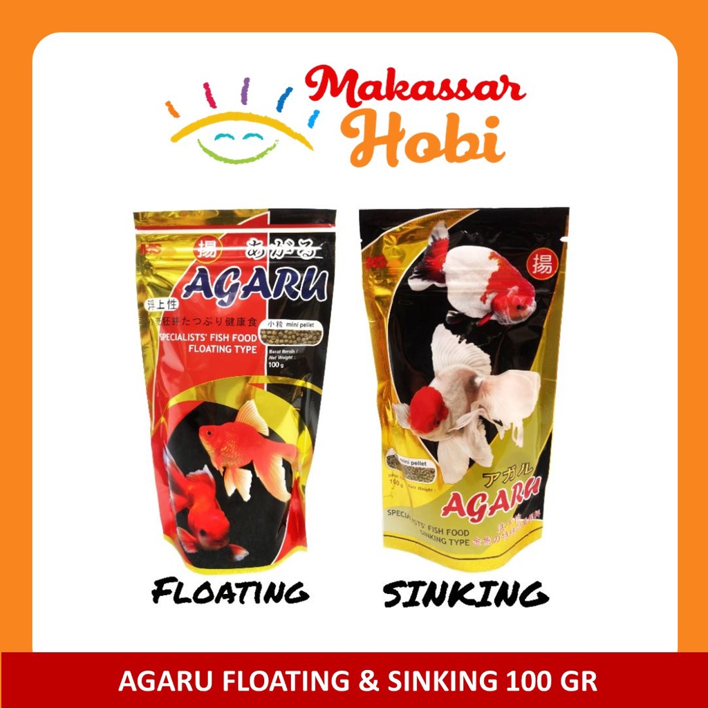 AGARU Floating &amp; Sinking 100gr Makanan Pakan Ikan Hias Mas Koki 100 gr