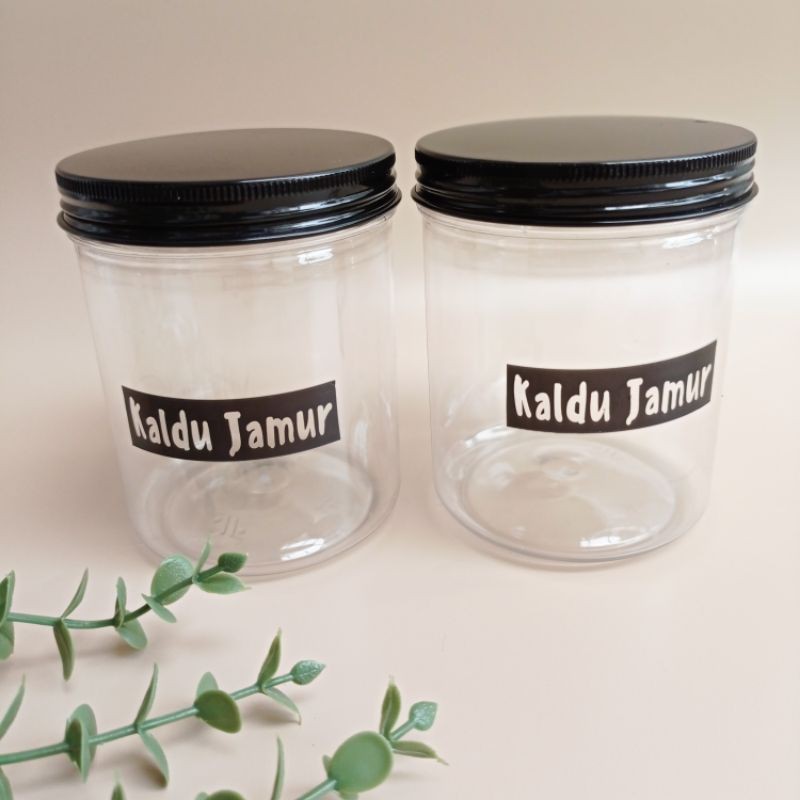 TOPLES MINIMALIS 500 ML  HITAM TUTUP ALUMUNIUM FREE LABEL STICKER DAPUR