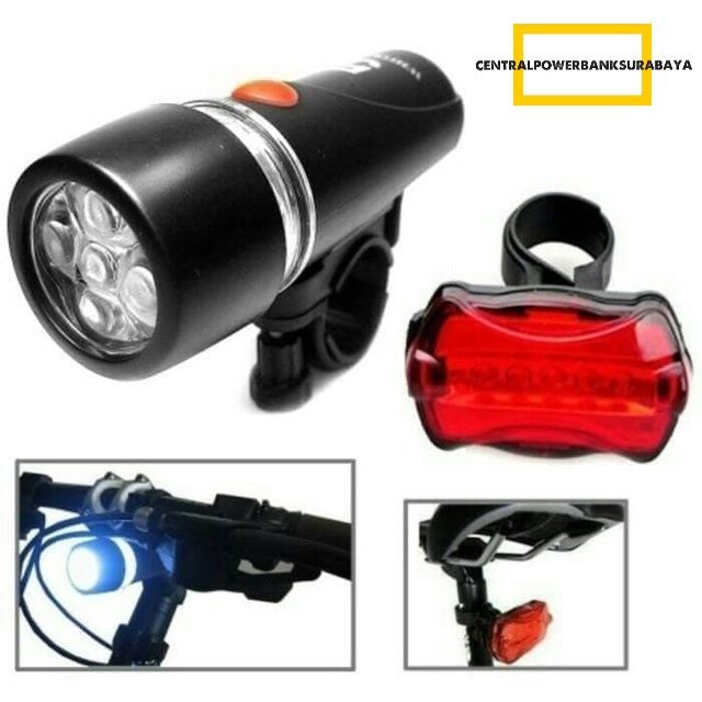 WJ-812 LAMPU SEPEDA 5 LED DEPAN BELAKANG / LAMPU SEPEDA SET DEPAN BELAKANG