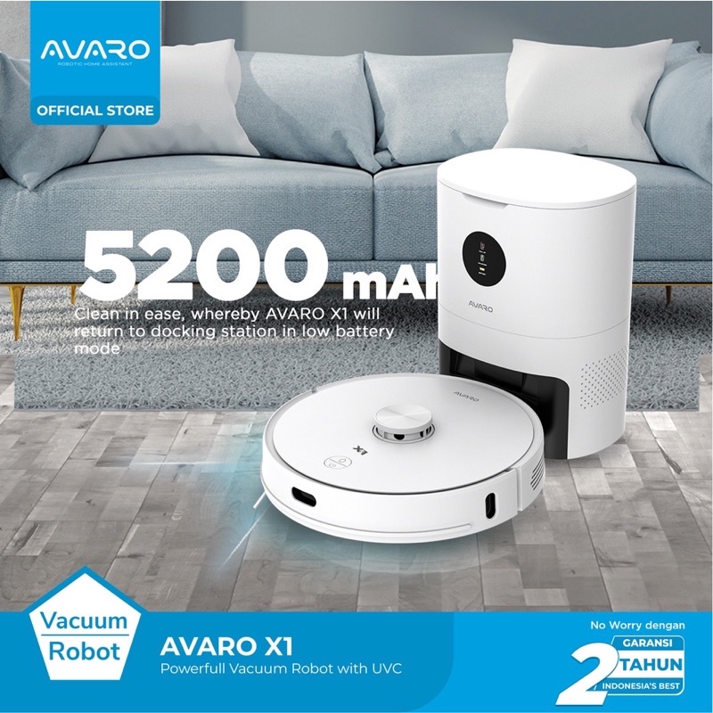 Robot Vacuum Cleaner Avaro X1 Sapu Pel Vakum with Auto Empty Station