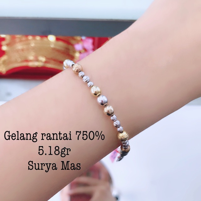 Gelang rantai emas 750%
