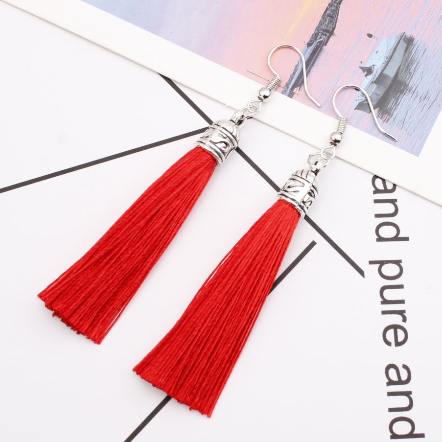 Fashion rumbai aksesoris Eropa dan Amerika kreatif berlebihan panjang alloy woven anting-anting gaya