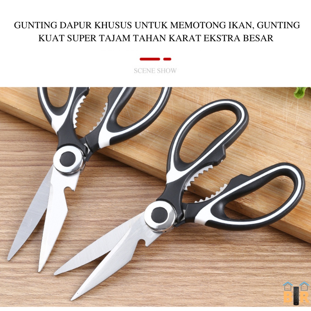 Gunting Dapur Stainlees Steel Serbaguna Multifungsi / Ikan / Ayam Daging / Kitchen Scissors