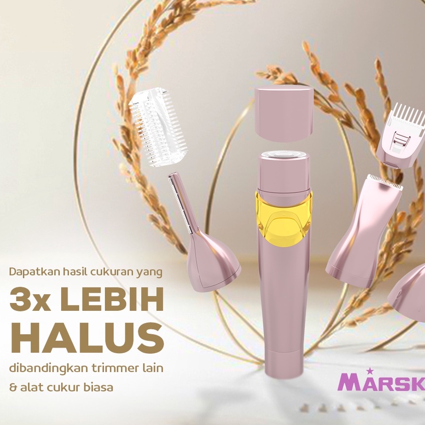 MARSKE - 1 SET | ALAT CUKUR ELEKTRIK / SHAVER WANITA (RAMBUT KETIAK, AREA KEMALUAN / MISS V, BULU TANGAN, KAKI, ALIS, WAJAH, HIDUNG, TELINGA)