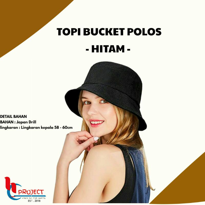 Topi Buckethat, topi bucket polos, bucket polos hitam