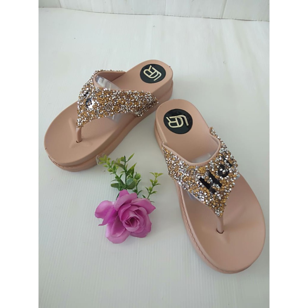 gof SANDAL BLING-BLING HELLO IMPORT Sandal Wanita Murah Casual