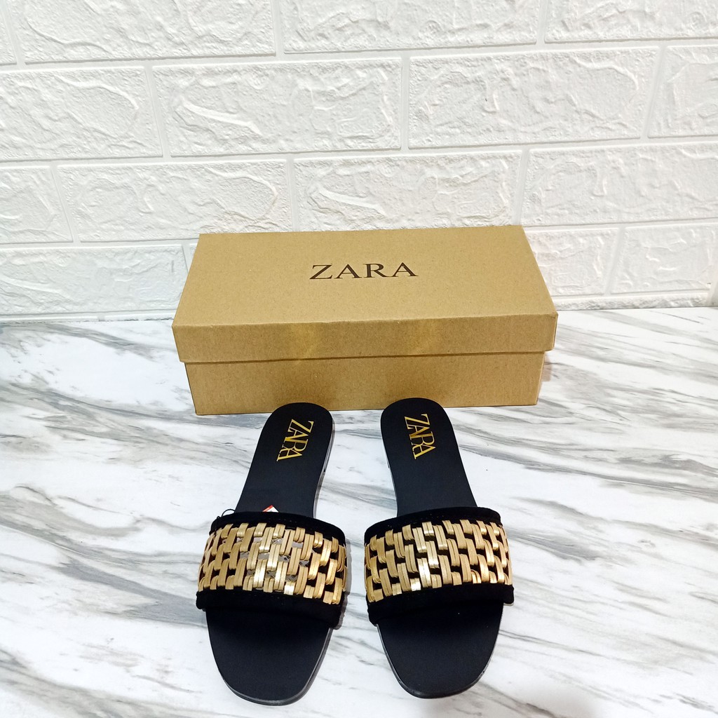 Sandal Wanita ZR-103 Golden Plaited Flat