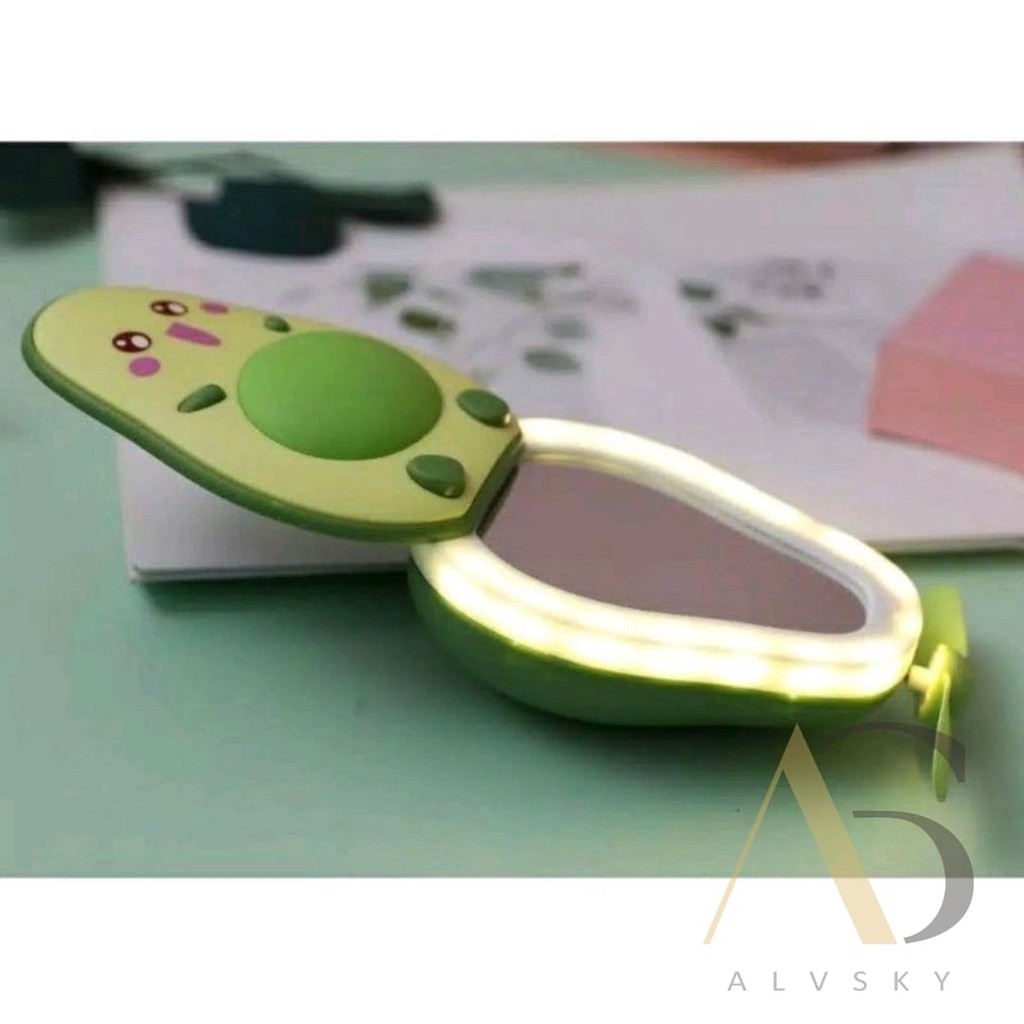 CERMIN LED RIAS MINI FAN KIPAS ANGIN MINI KARAKTER PORTABLE / KIPAS ANGIN KARAKTER AVOCADO / AVOCADO MINI FAN