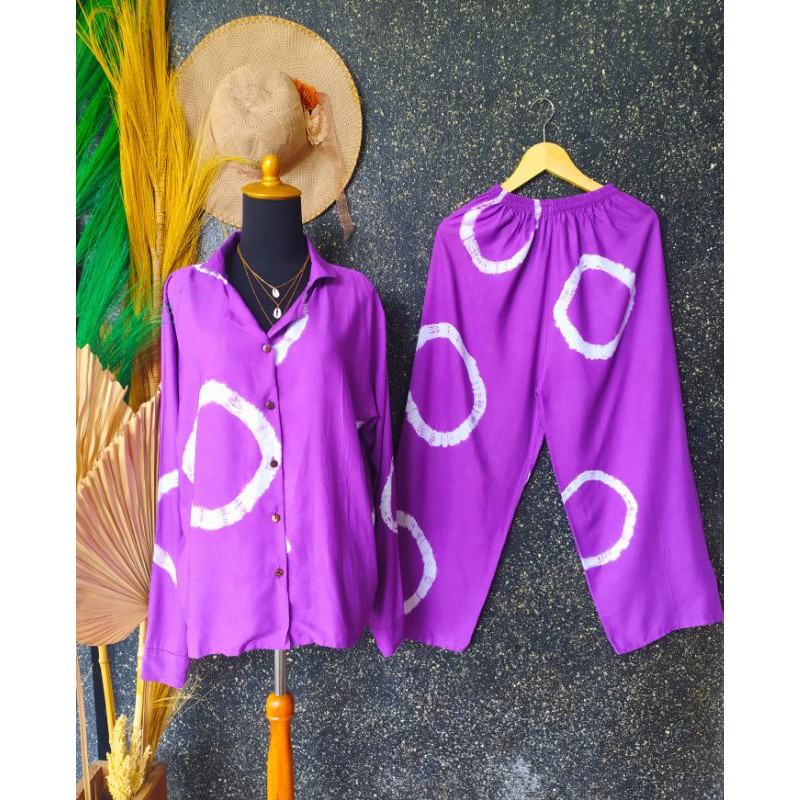 Shibori Set /Shibori Pajama Set Lengan Panjang/Shibori Premium