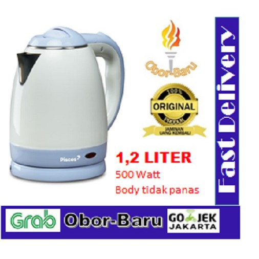 Pisces Kettle/Teko Listrik 1.2L Double Wall Inner Stainles PK-122